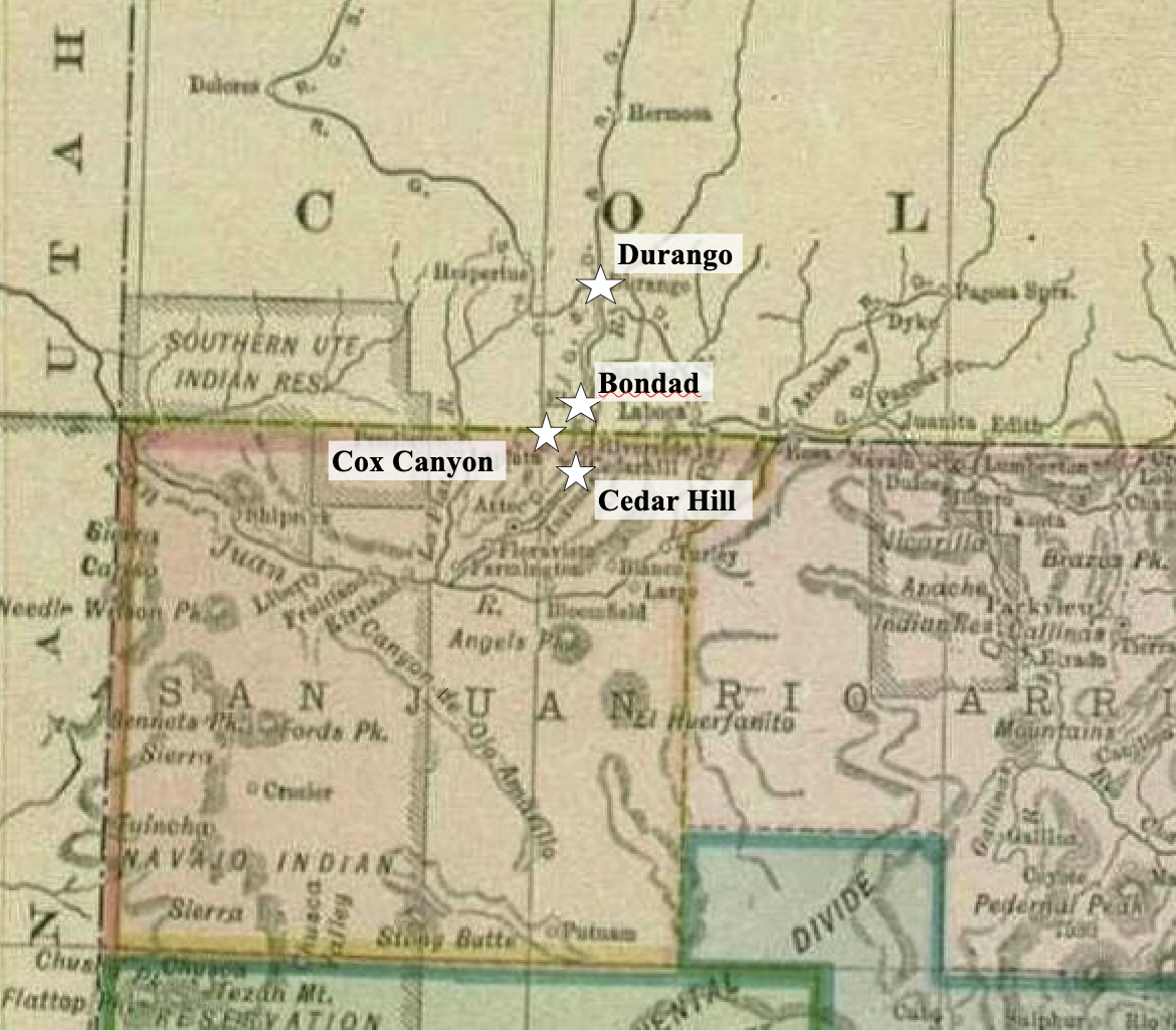 Map of southwest Colorado and northern New Mexico.