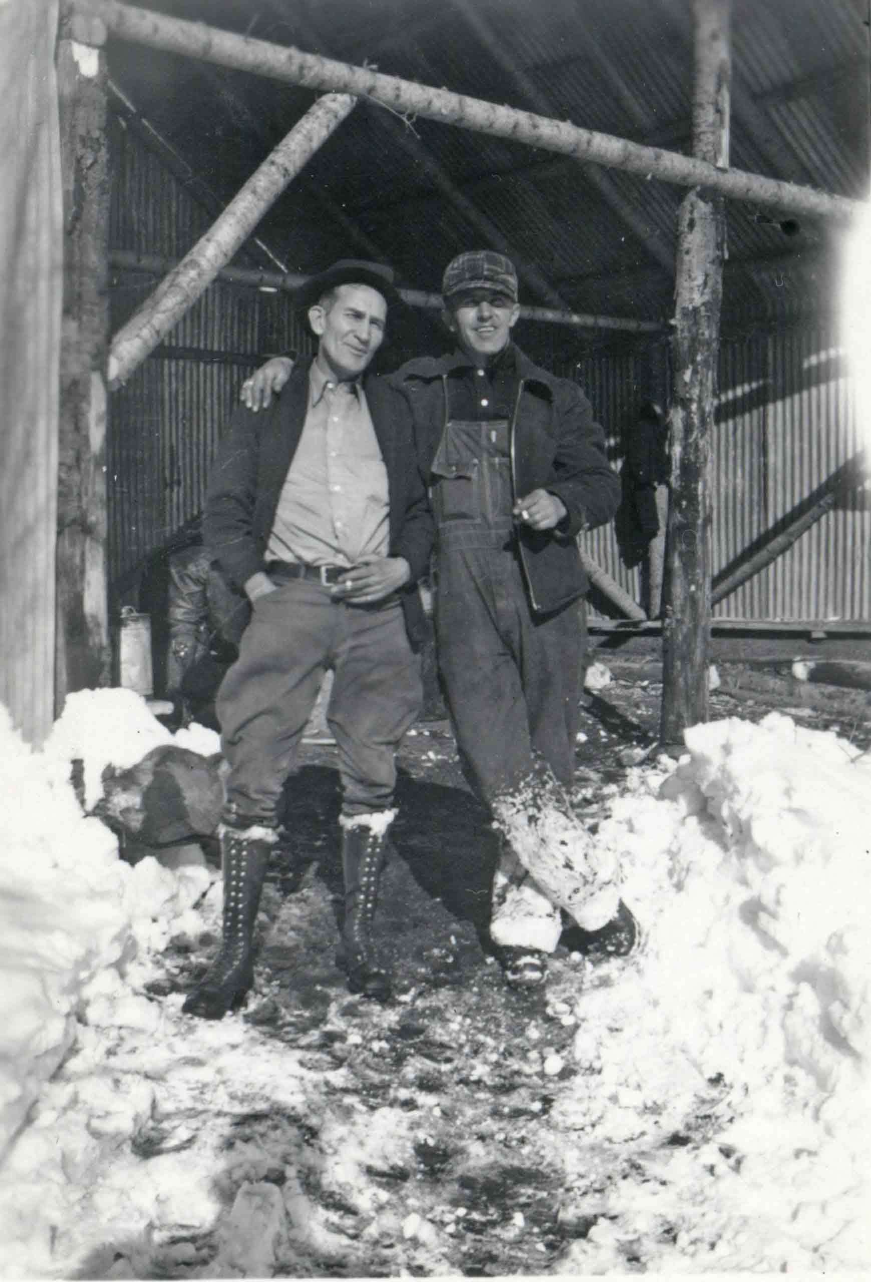 men at warming hut