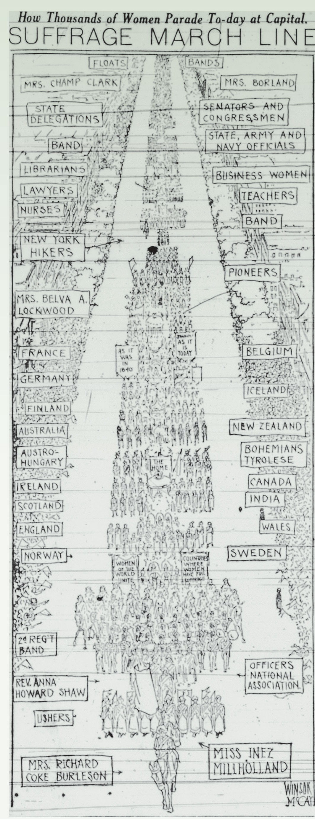 Suffrage march line