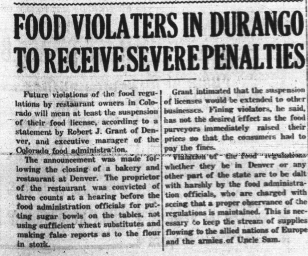 Headline for food violaters