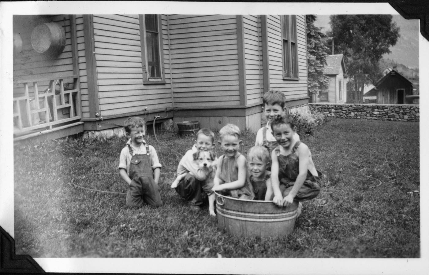 Kids playing in washtub